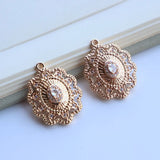 Gold-Plated Copper Bohemian Oval Zircon Hollow Charms Pendant