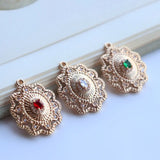 Gold-Plated Copper Bohemian Oval Zircon Hollow Charms Pendant