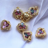 Bohemian Heart Zircon Charm Pendant 5pcs/lot for DIY Earrings