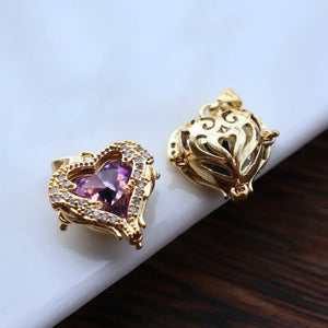 Bohemian Heart Zircon Charm Pendant 5pcs/lot for DIY Earrings