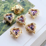 Bohemian Heart Zircon Charm Pendant 5pcs/lot for DIY Earrings