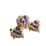 Bohemian Heart Zircon Charm Pendant 5pcs/lot for DIY Earrings