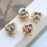 Bohemian Heart Zircon Charm Pendant 5pcs/lot for DIY Earrings