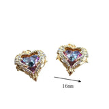 Bohemian Heart Zircon Charm Pendant 5pcs/lot for DIY Earrings