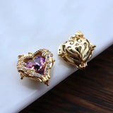 Bohemian Heart Zircon Charm Pendant 5pcs/lot for DIY Earrings