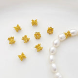 Gold-Plated Copper Double-Sided Flower Beads 2pcs/lot for DIY Earrings