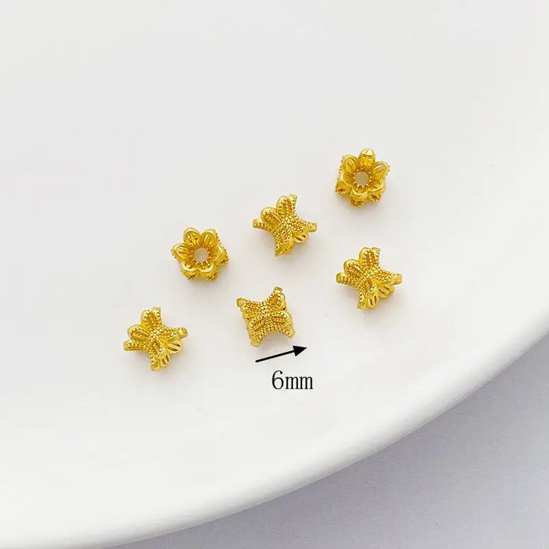 Gold-Plated Copper Double-Sided Flower Beads 2pcs/lot for DIY Earrings