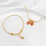 Gold-Plated Copper Extendable Bracelet Charms Pendant 2pcs