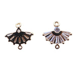 Gold-Plated Copper Fan Zircon Charm Pendant for Earring Jewelry DIY