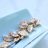 Gold-Plated Copper Fan Zircon Charm Pendant for Earring Jewelry DIY
