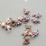 Gold-Plated Flower Zircon Charms Pendant for DIY Jewelry