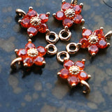Gold-Plated Flower Zircon Charms Pendant for DIY Jewelry
