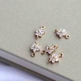 Gold-Plated Flower Zircon Charms Pendant for DIY Jewelry