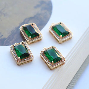 Gold-Plated Zircon Charms Pendant 6pcs/lot for DIY Earrings