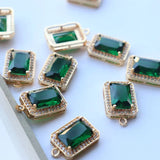 Gold-Plated Zircon Charms Pendant 6pcs/lot for DIY Earrings