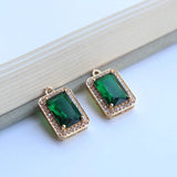Gold-Plated Zircon Charms Pendant 6pcs/lot for DIY Earrings