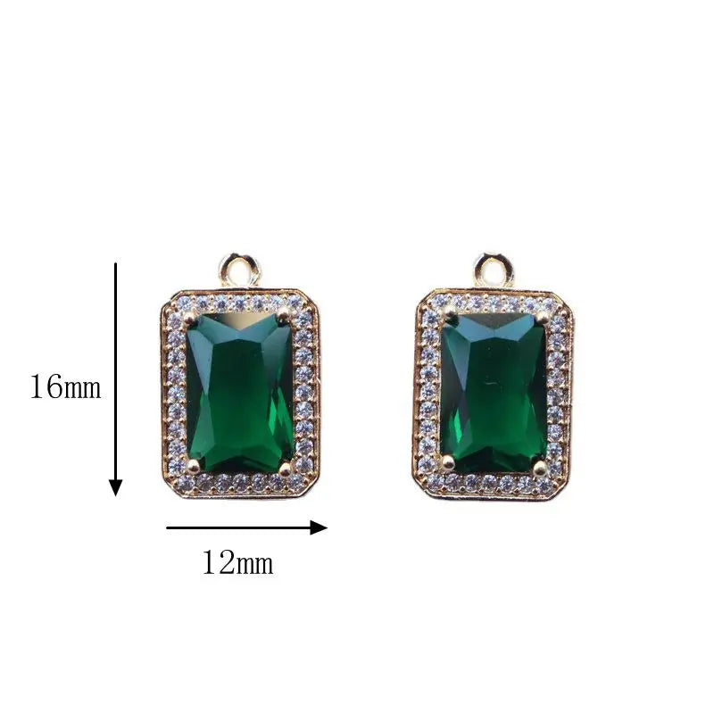 Gold-Plated Zircon Charms Pendant 6pcs/lot for DIY Earrings