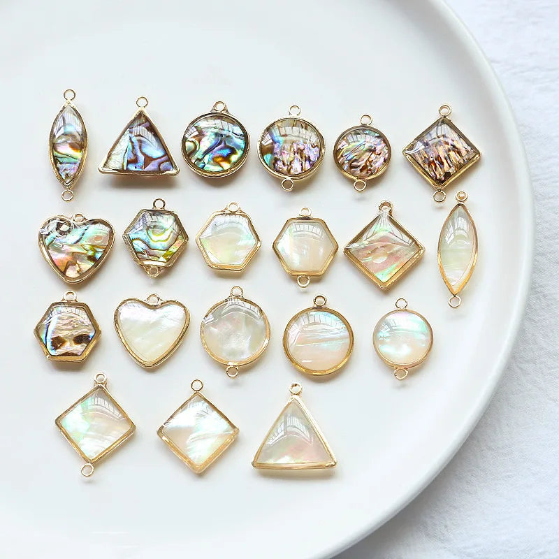 Gold-Plated Hanging Abalone Shell Pendant DIY Ornaments