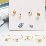 Gold-plated Retro Butterfly Round Love S-shaped Ear Hook DIY Jewelry Earring Nai