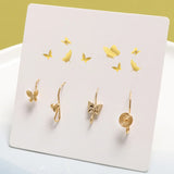Gold-plated Retro Butterfly Round Love S-shaped Ear Hook DIY Jewelry Earring Nai