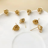 Gold-Plated Petite Rose Flower Earrings DIY Accessory