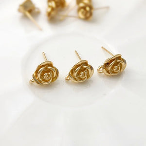 Gold-Plated Petite Rose Flower Earrings DIY Accessory