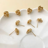 Gold-Plated Petite Rose Flower Earrings DIY Accessory