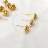 Gold-Plated Petite Rose Flower Earrings DIY Accessory