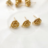 Gold-Plated Petite Rose Flower Earrings DIY Accessory