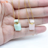 Gold-plated Diffuser Perfume Bottle Pendant Healing Crystal Chakra Vial