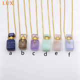 Gold-plated Diffuser Perfume Bottle Pendant Healing Crystal Chakra Vial