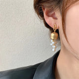 Gold-plated Tassel Long Ladies Earrings Small Bell Pearl Pendant