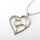 Gold-Plated Cat Pendant Necklace with Rhinestones