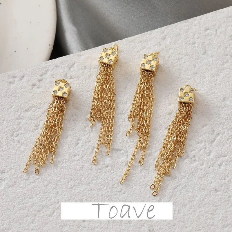 Gold-plated Tassel Rhinestone Pendant DIY Jewelry Accessory