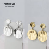 Plated Concave Round Earrings/Silver for Women