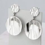 Plated Concave Round Earrings/Silver for Women