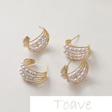 Gold-Plated Copper C-Shaped Pearl Earrings DIY Material