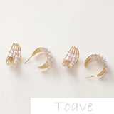 Gold-Plated Copper C-Shaped Pearl Earrings DIY Material