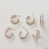 Gold-Plated Copper U-Shaped Pearl Stud Earrings DIY Material