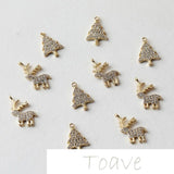 Gold-Plated Copper Zircon Christmas Tree Reindeer DIY Material