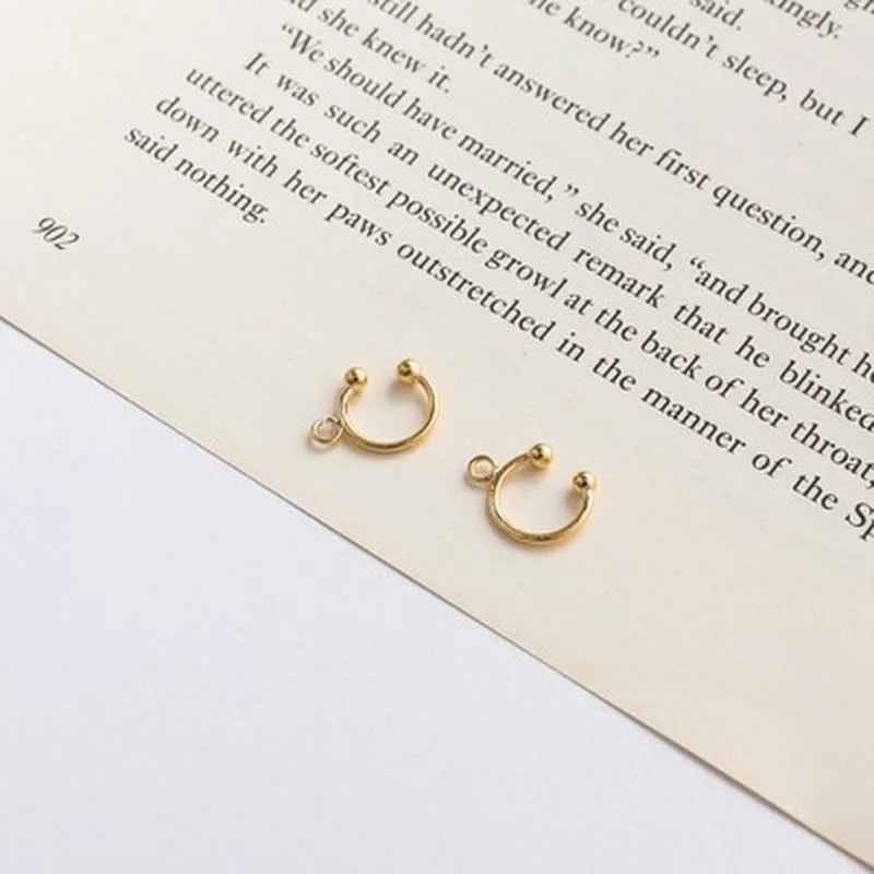 Gold-plated Double Beads Adjustable Ear Clip DIY Jewelry Accessory