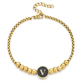 Gold-plated Steel Beaded Bracelet 26-Letter DIY Jewelry