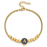 Gold-plated Steel Beaded Bracelet 26-Letter DIY Jewelry