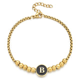 Gold-plated Steel Beaded Bracelet 26-Letter DIY Jewelry