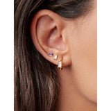 Baguette CZ Nose Ring in Rhodium-Plated Sterling Silver