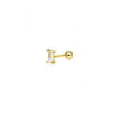 Baguette CZ Nose Ring in Rhodium-Plated Sterling Silver