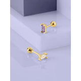 Baguette CZ Nose Ring in Rhodium-Plated Sterling Silver