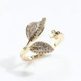 Leaf Pearl Zirconia Ring DIY Accessories