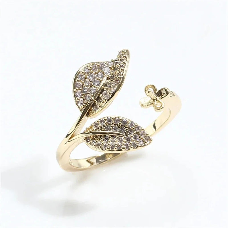 Kraft Leaf Pearl CZ Ring DIY Accessory