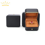 Gold-rimmed Leather Jewelry Box Wedding Single Ring Brooch Necklace Storage Box